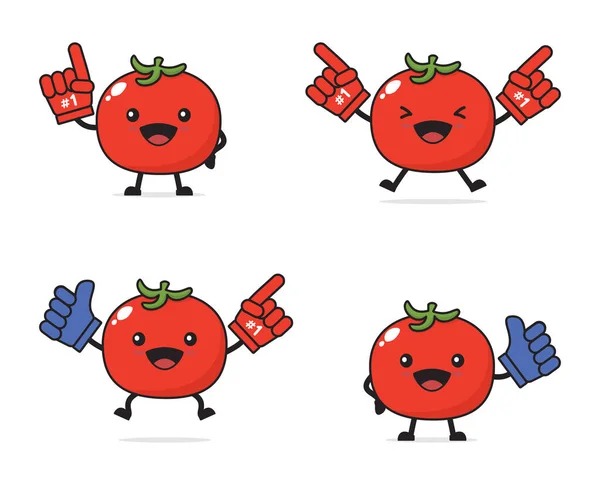 Tomato Cartoon Foamy Fingers Isolated White Background — Stock Vector