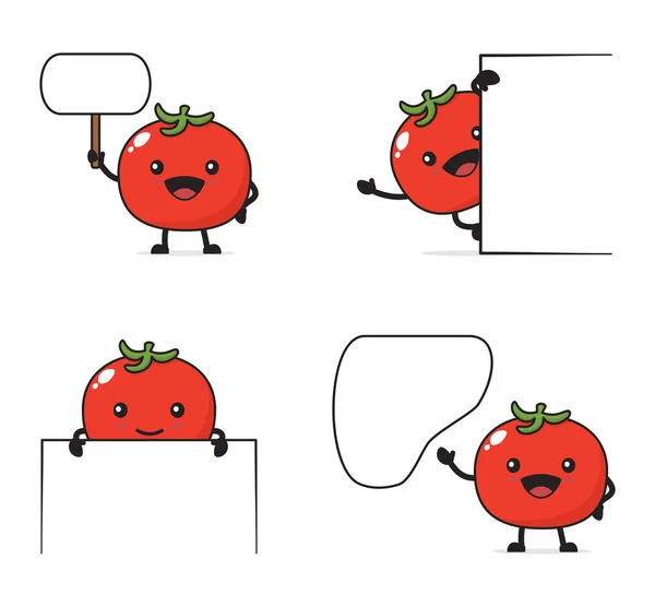 Tomato Cartoon Blank Board Isolated White Background — Wektor stockowy