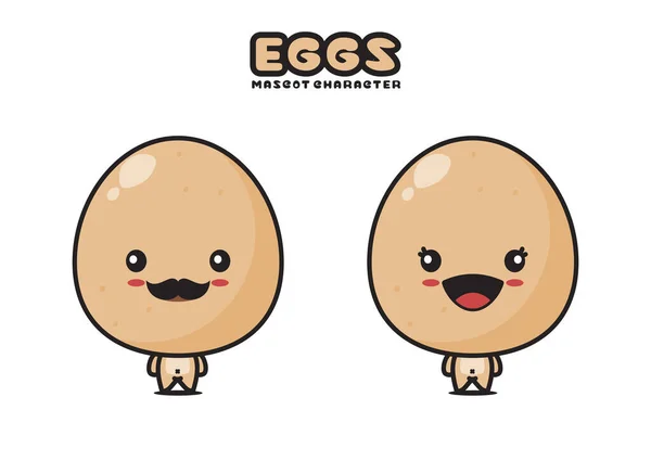 Cute Egg Mascot Cartoon Illustration Isolated White Background — Vettoriale Stock