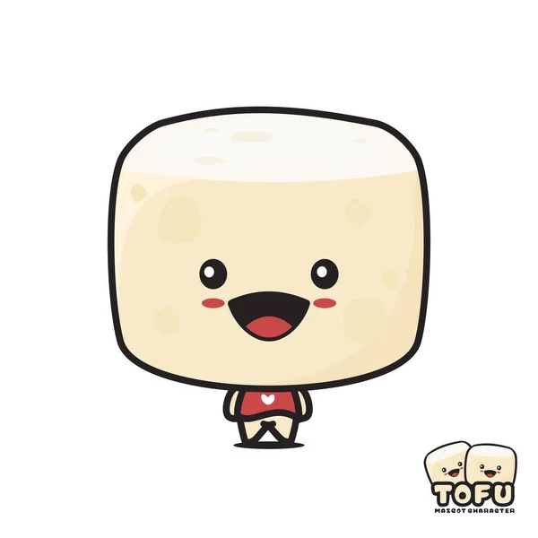 Linda Mascota Tofu Ilustración Dibujos Animados Aislados Sobre Fondo Blanco — Archivo Imágenes Vectoriales