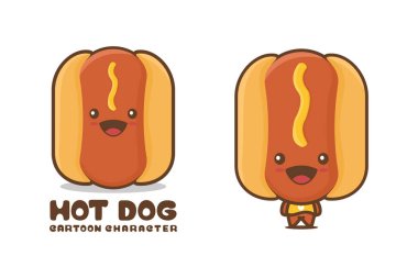 cute hot dog mascot, food cartoon illustration