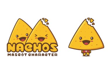 cute nachos mascot, food cartoon illustration