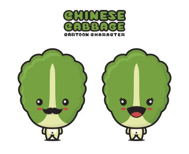 cute chinese cabbage mascot, vegetable cartoon illustration, isolated on white background