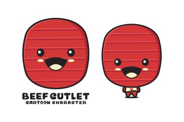 cute beef cutlet mascot, food cartoon illustration