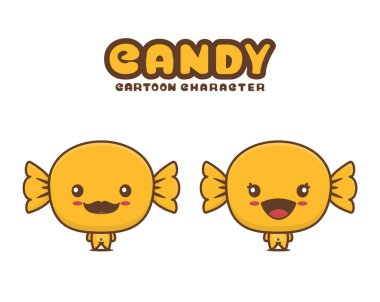 cute yellow candy mascot, isolated on white background