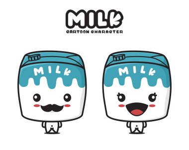 cute milk box mascot, isolated on white background