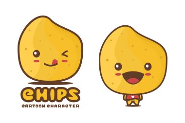 cute chips mascot, snack cartoon illustration