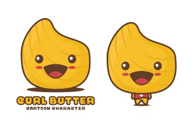 cute curly butter mascot