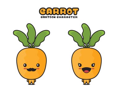 cute carrot mascot, vegetable cartoon illustration, isolated on white background