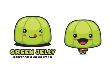 cute green jelly mascot, food cartoon illustration