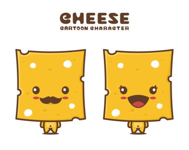cute cheese slice mascot, isolated on white background