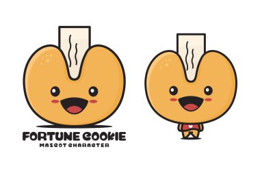 cute fortune cookies mascot, snack cartoon illustration