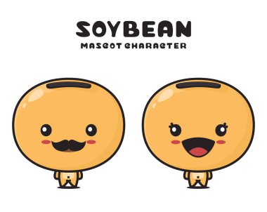 cute soybean mascot, isolated on white background