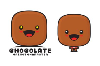 cute chocolate mascot, food cartoon illustration