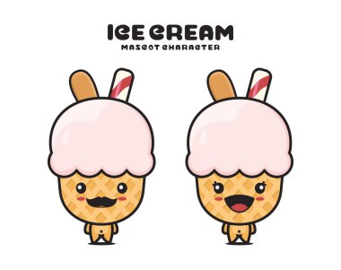 cute ice cream mascot, isolated on white background