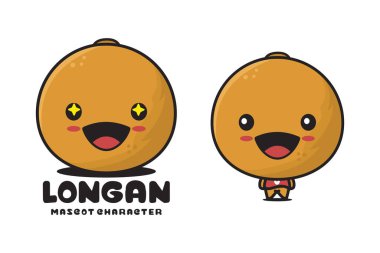 cute longan fruit mascot, food cartoon illustration
