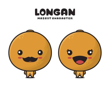 cute longan fruit mascot, food cartoon illustration, isolated on white background