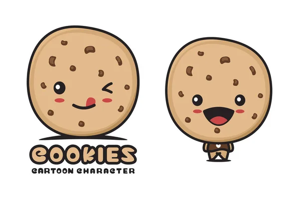 Cute Cookies Mascot Snack Cartoon Illustration — 스톡 벡터