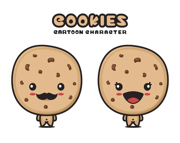 Cute Cookies Mascot Snack Cartoon Illustration Isolated White Background — 스톡 벡터
