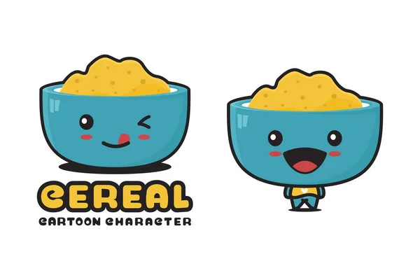 Cute Cereal Mascot Food Cartoon Illustration — Vector de stock