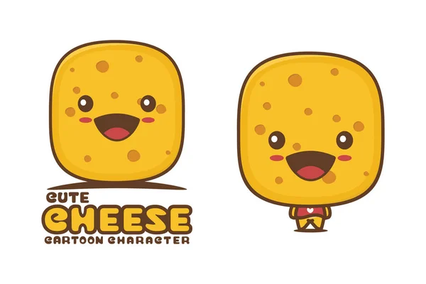 Cute Cheese Mascot Isolated White Background — Image vectorielle