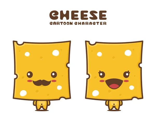 Cute Cheese Slice Mascot Isolated White Background — Image vectorielle