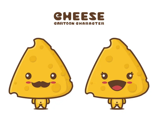 Cute Cheese Mascot Isolated White Background — Image vectorielle