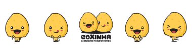 cute coxinha mascot, brazil fried chicken food cartoon illustration, with different facial expressions and poses, isolated on white background