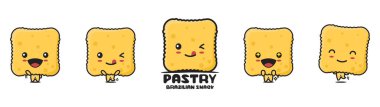 cute pastry mascot, brazil snack cartoon illustration, with different facial expressions and poses, isolated on white background