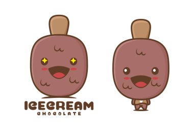 Çikolatalı dondurma maskot çizimi, logolar, ambalaj etiketleri, çıkartmalar vs. için uygun..