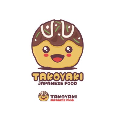 Şirin Takoyaki çizgi film çizimi. Geleneksel Japon yemekleri, logolar, baskılar, etiketler, ambalajlar, çıkartmalar, vs..