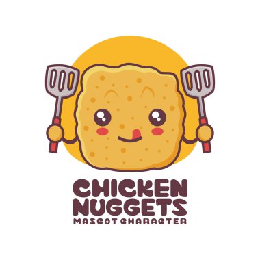 Güzel tavuk nuggetları. Fast food çizgi film çizimleri, logolar, baskılar, etiketler, ambalajlar, çıkartmalar, vs..