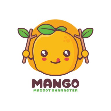 Tatlı mango meyveli çizgi film çizimi. uygun, logolar, baskılar, etiketler, ambalajlar, çıkartmalar, vs..