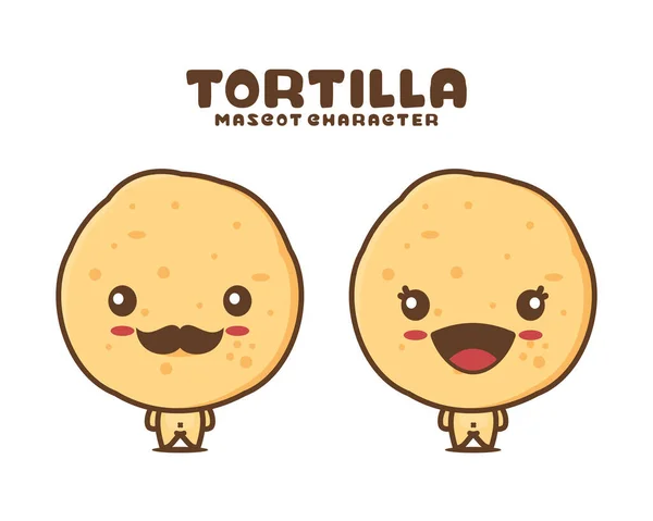 Niedlichen Tortilla Cartoon Maskottchen Illustration Isoliert Auf Weißem Hintergrund — Stockvektor