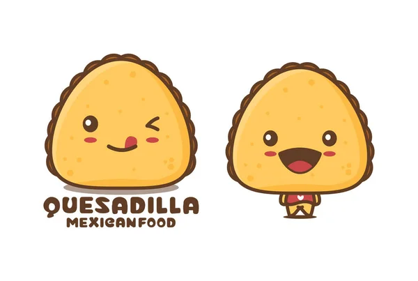 Quesadilla Traditional Mexican Food Mascot Illustration Suitable Logos Packaging Labels — Stock Vector