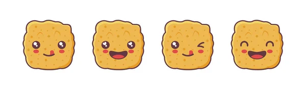 Bonitas Pepitas Pollo Ilustración Dibujos Animados Comida Rápida Con Diferentes — Vector de stock