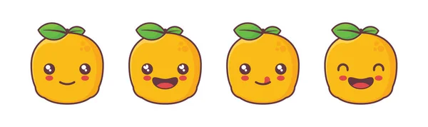 Söt Mango Frukt Tecknad Illustration Med Olika Ansiktsuttryck Lämplig För — Stock vektor