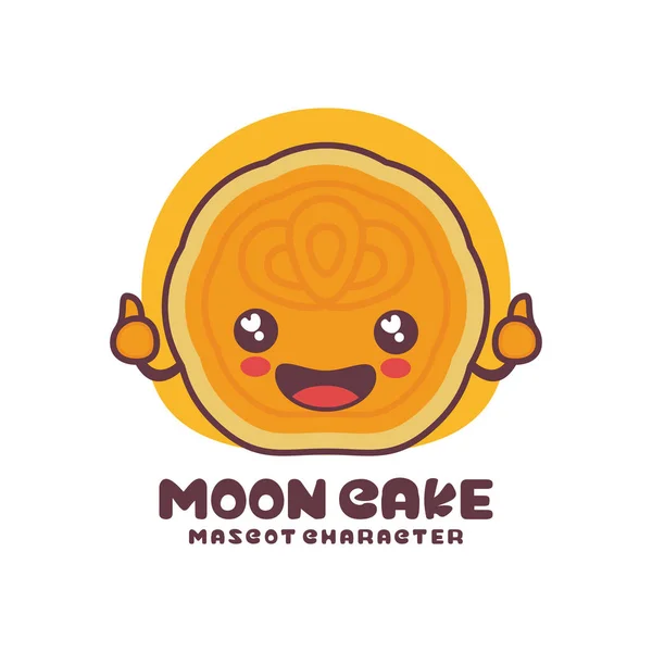 Vector Moon Cake Cartoon Mascot Suitable Logos Prints Labels Packaging — Stock Vector