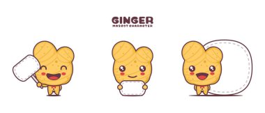 Beyaz arka planda izole edilmiş, boş pankartı olan Ginger çizgi film maskotu..