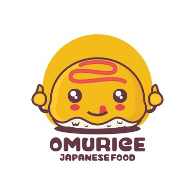 Vektör omurice karikatür maskotu, Japon yemek illüstrasyonu, logolar, baskılar, etiketler, ambalajlar vs..