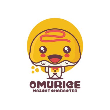 Vektör omurice karikatür maskotu, Japon yemek illüstrasyonu, logolar, baskılar, etiketler, etiketler, vs. için uygun beyaz arka planda izole edilmiş..
