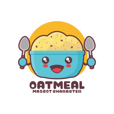 vektör yulaf ezmesi çizgi film maskotu, logolar, baskılar, etiketler, etiketler, vs..