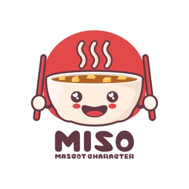 vektör miso çorbası maskotu, logolar, baskılar, etiketler, ambalajlar vs. için uygun.