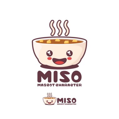 vektör miso çorbası maskotu, logolar, baskılar, etiketler, ambalajlar vs. için uygun.