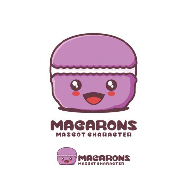 vektör macarons çizgi film maskotu, logolar, baskılar, etiketler, ambalajlar, çıkartmalar vs. için uygun.