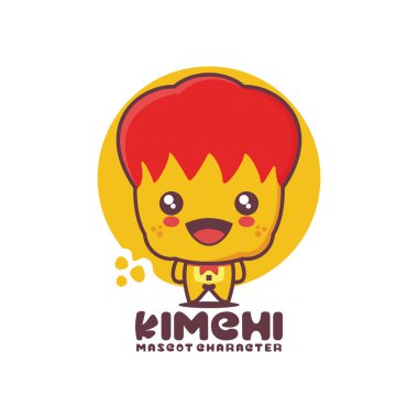 Vektör kimçi çizgi film maskotu, Kore geleneksel yemek illüstrasyonu, logolar, baskılar, etiketler, etiketler, vs. için uygun beyaz arka planda izole edilmiş..