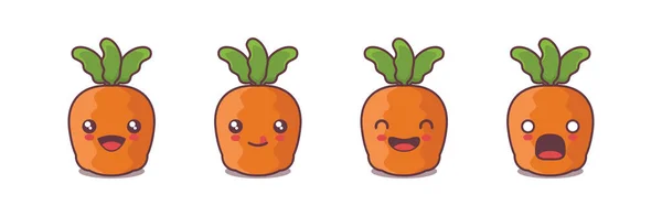 Vector Carrot Cartoon Mascot Different Facial Expressions Suitable Icons Logos — Stock Vector