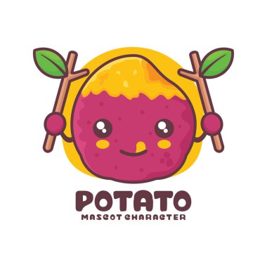 vektör tatlı patates çizgi film maskotu, logolar, baskılar, etiketler, vs..