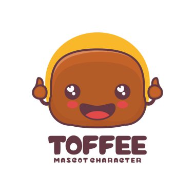 vektör toffee karikatür maskotu, logolar, baskılar, çıkartmalar vs. için uygun.
