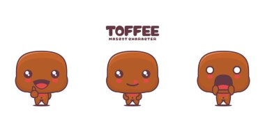 Şekerleme vektör maskotu, farklı ifadelerle, beyaz bir arkaplanda izole edilmiş..